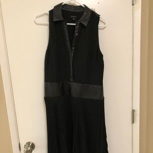 Ann Taylor Black Faux leather trim dress